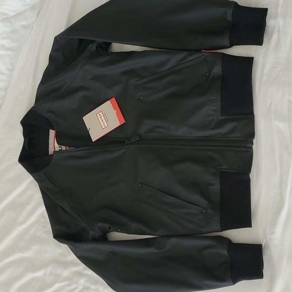 Hunter rubberized bomber jacket, black xs - Picture 1 of 7